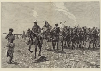 The Nile Expedition, a Column of Troops Starting Across the Desert